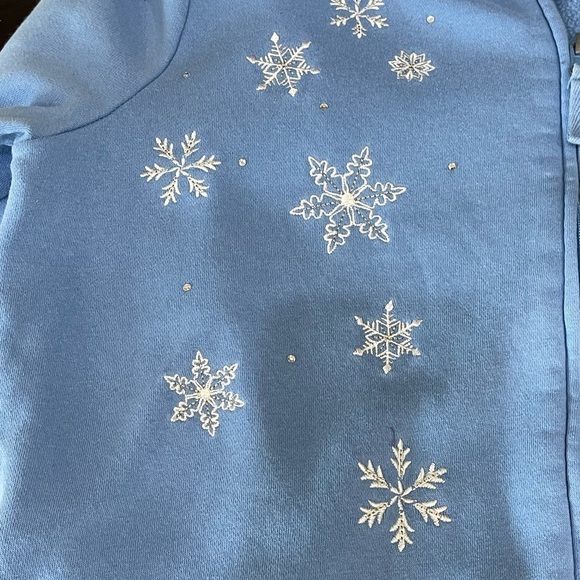 Breckenridge zippered sweatshirt blue snowflakes snowman cardigan jacket LP - Picture 9 of 11